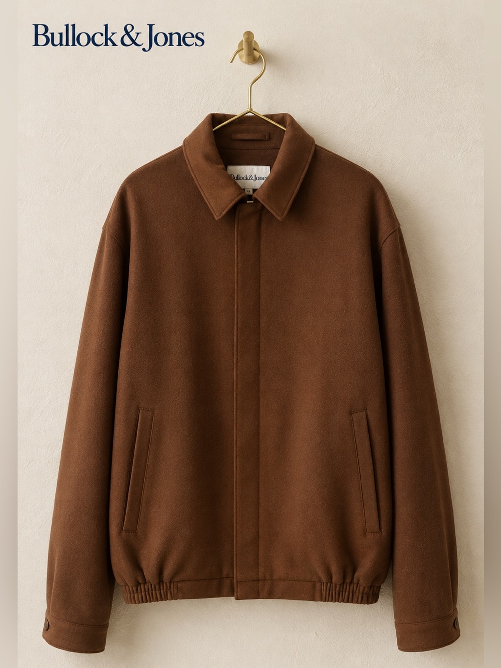 Bullock & Jones 100% Cashmere Brown Bomber Jacket Men’s XXL